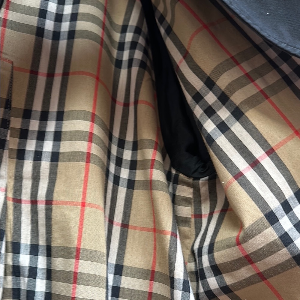 Burberrys Long Vintage Trench Coat Jacket Plaid Lining Black Size 10 X-Long - Picture 8 of 14